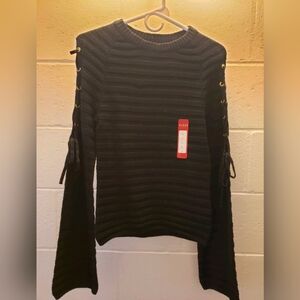 Guess Monique Lace Up Sweater, Black, Size S, NWT
